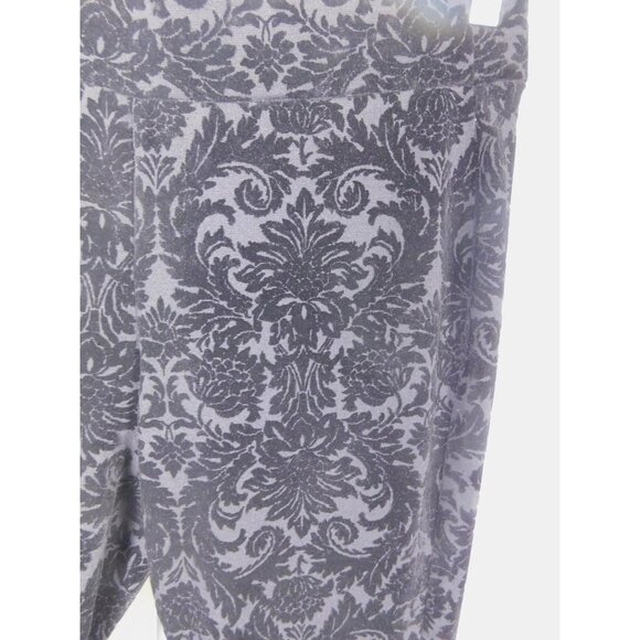Roz & Ali Pants Womens Medium Black Flocked Velvet Damask Gothic Witchy - Picture 4 of 11